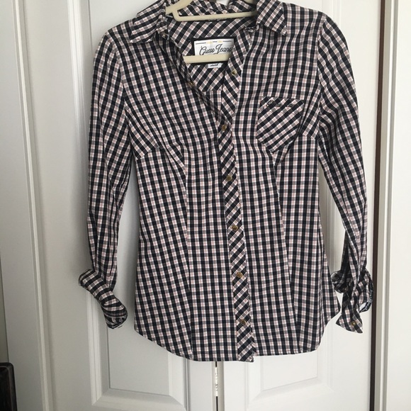 GUESS❓Plaid Stretch Button Up Shirt - Picture 2 of 8